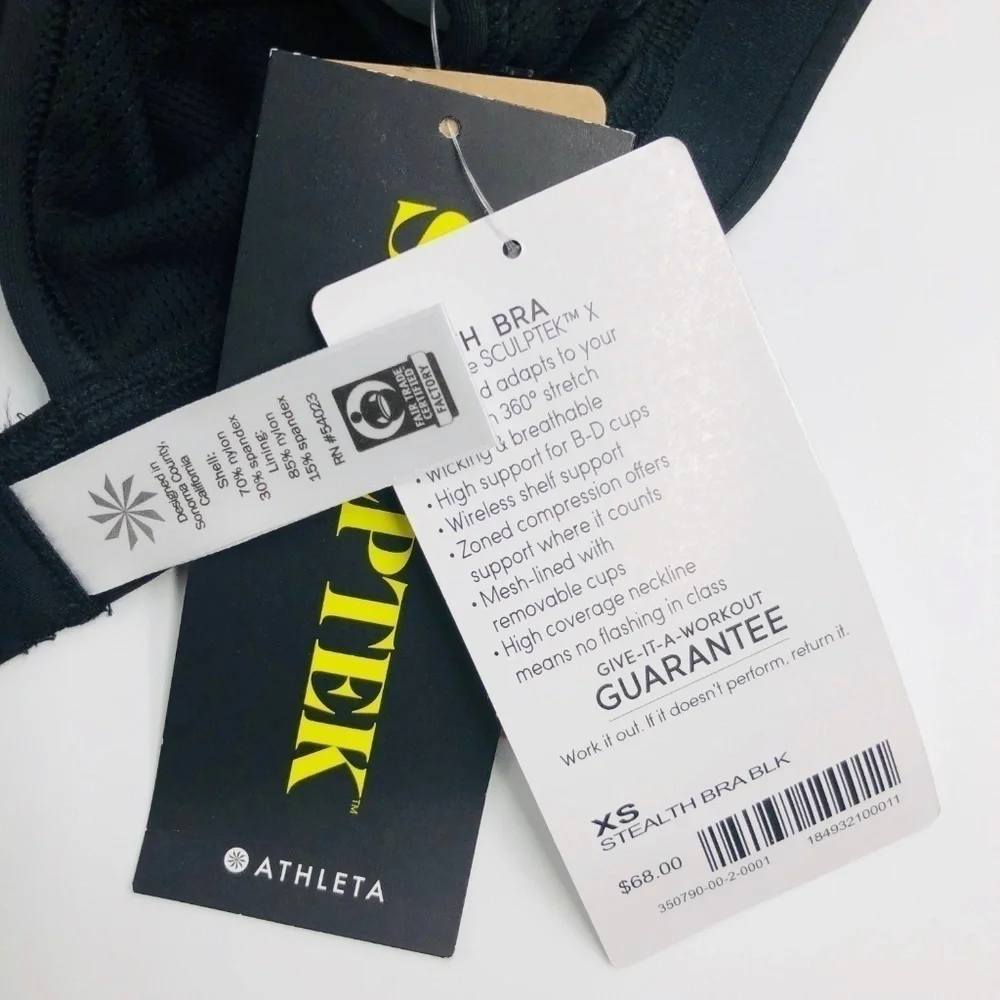 NWT Athleta High Neck Sports Bra Black Cup C DD